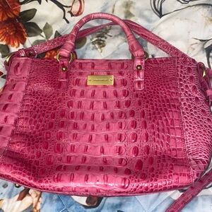 Brahmin Pink Croc-Embossed Bag with Gold Accents. New condition. No tags.